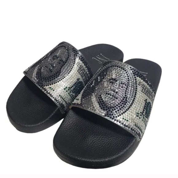 International Concepts Peymin25 Money Rhinestone Pool Slides Sz 8 - Picture 6 of 11